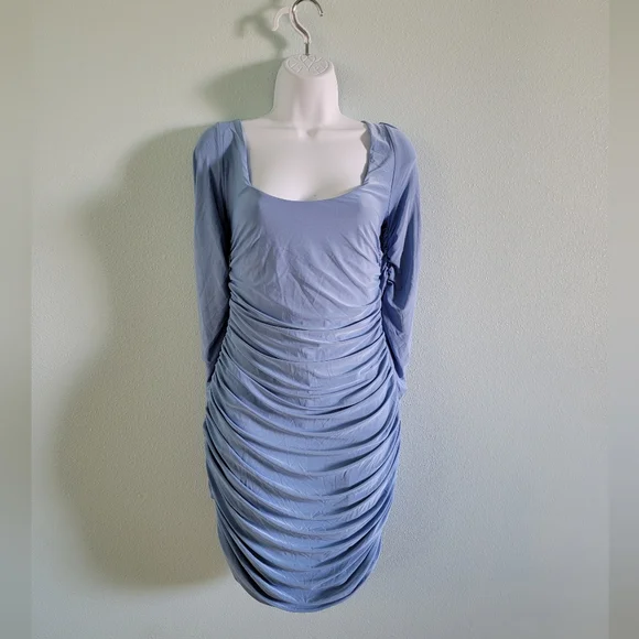 ‼️SOLD‼️Solid color blue bodycon dress - Picture 4 of 6